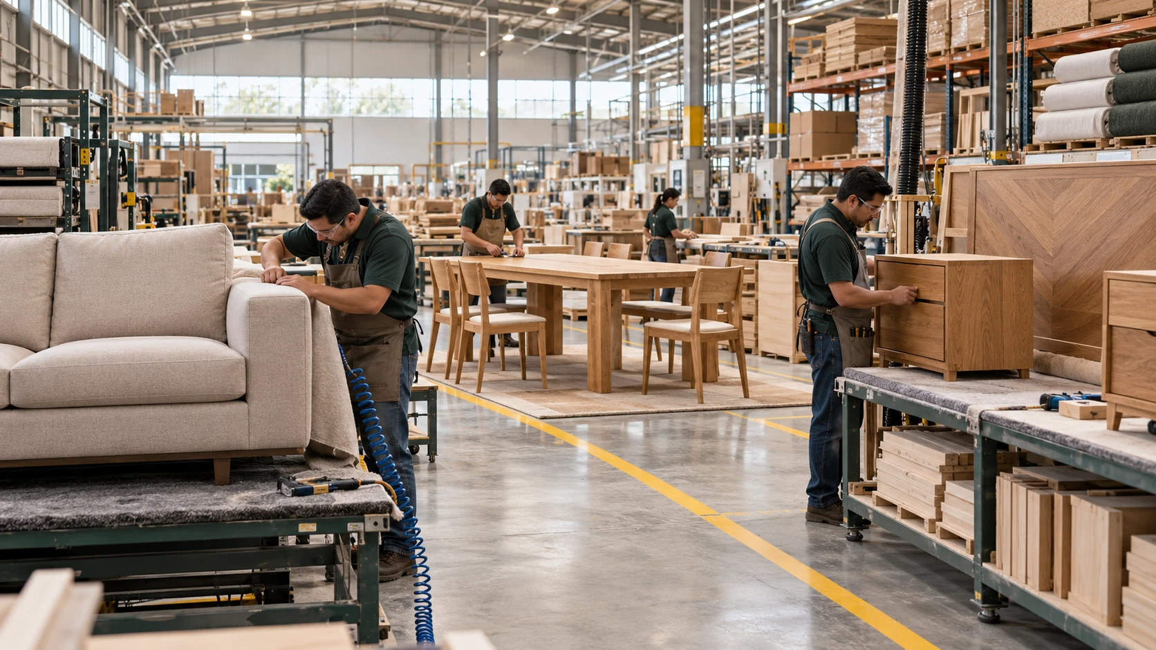 Imagen conceptual de fabricación de salas, comedores y muebles de recámara