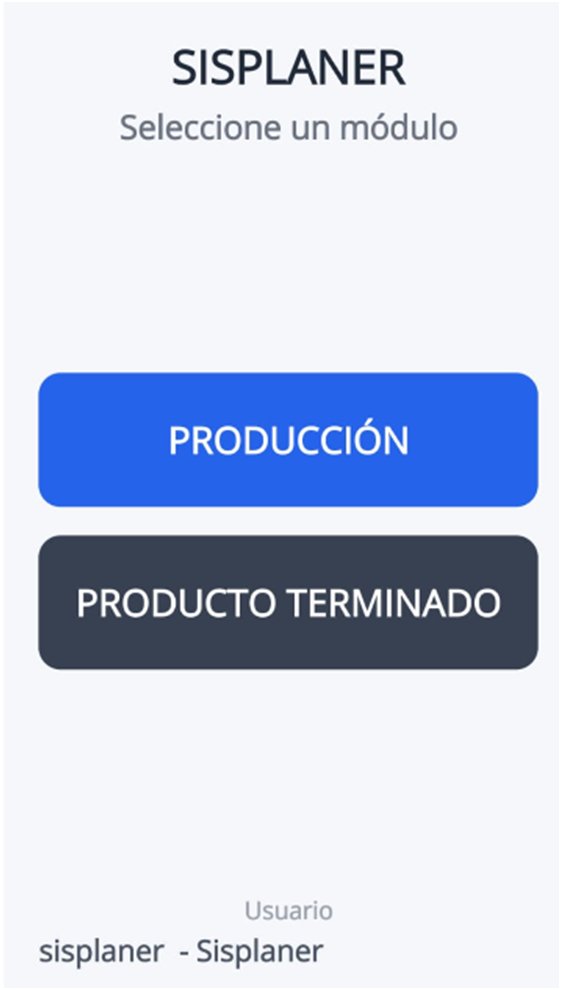 Pantalla real de SISPLANER: Opciones de operación desde el celular